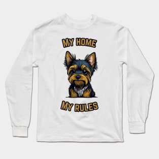 Cute Yorkshire Terrier with a funny slogan about boundless power Long Sleeve T-Shirt